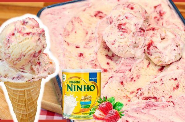Sorvete de Ninho com Morango